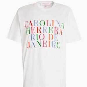 NEW Carolina Herrera SS24 Rio De Janiero Embroidered White T-Shirt - RARE